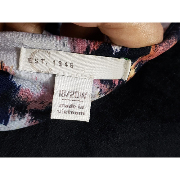 Est 1946 Women's Blue Tie Dye Long Sleeve Round Neck Pullover Shift Dress 18/20W - Picture 10 of 13